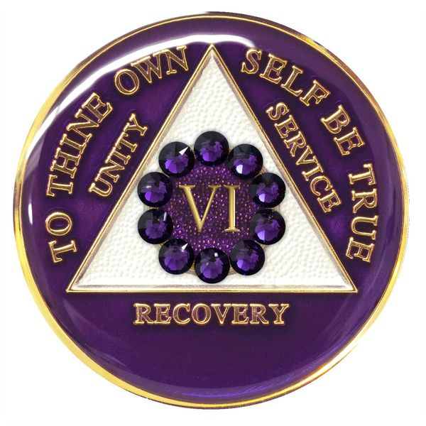 Recovery Mint Sobriety Chip AA Unity Purple Crystallized (6 Year)