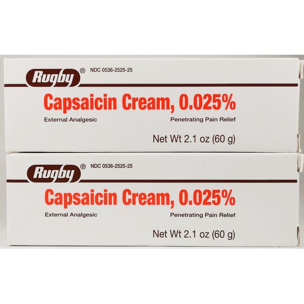 Rugby Capsaicin Pain Relief Cream 0.025% 60g /each ( pack of 2 ) EXP:01/2025