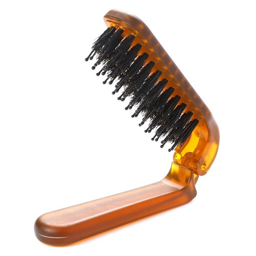 Foldable Hair Brush, Mini Boar Bristle Travel Hair Brush Portable Folding Hair Brush Compact Small Hairbrush for Purse for Women Pocket Comb for Any Hairstyles, Restore Hair Shine,Beard Brush for Men