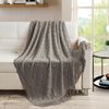 BOURINA Throw Blanket Textured Solid Soft Throws and Blankets for Sofa or Bed Knitted Decorative Blanket 127x178cm Dark Grey