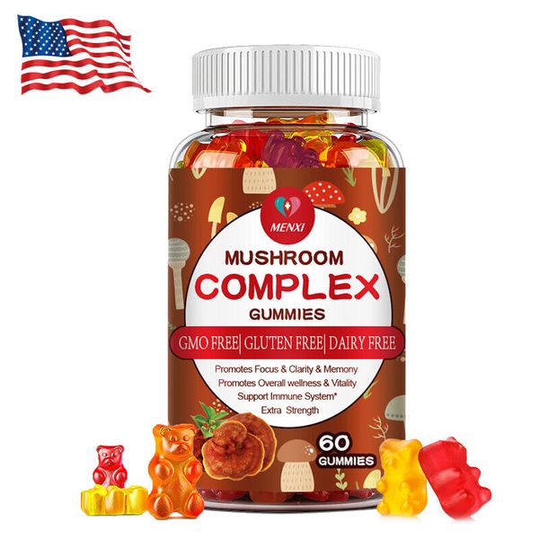 Mushroom Extract Complex 60 Gummies Lions Mane Chaga Reishi Memory Support MENXI