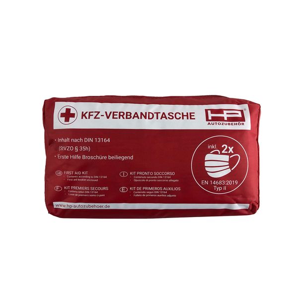 HP Autozubehör 10049 KFZ-Verbandtasche 2022 NEU Erste Hilfe Tasche, Notfall-Set Auto, DIN 13164:2022, First Aid Kit Rot