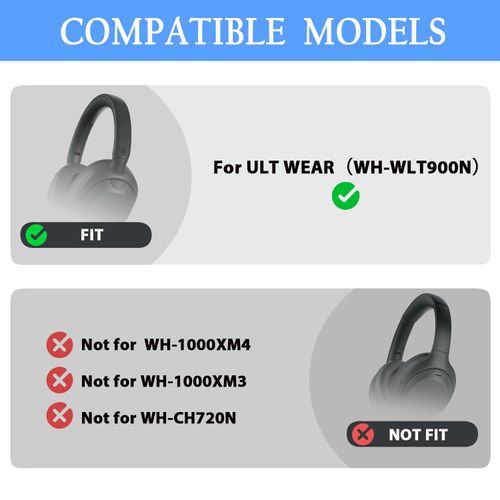 ULT WEAR Earpads Replacement Ear Pads Cushions for Sony ULT WEAR Over-Ear Headphones,Earpads with Soft Protein Leather, ULT WEAR Noise Isolation Memory Foam Ear Cushions (Black)