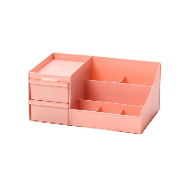 Makeup Box, Large Capacity, Cosmetic Box, Cute, Stylish, Tabletop, Accessory Storage, Drawer, Pen Holder, Toothbrush Holder, Stationery, Cosmetics Box, Makeup Case, Storage, Skin Care, Interior, Waterproof, Scandinavian Style, (Pink)