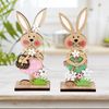 KSVFTB 2 PCS Easter Bunny Decorations, Easter Decorations Home, Easter Bunny, Stand up Wooden Bunnies Easter Table Decorations for Easter Spring Home Office Decor