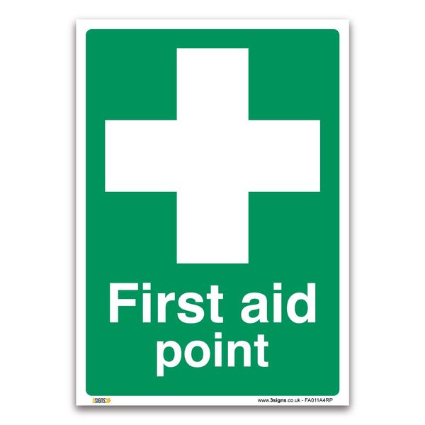 First Aid Point Sign - A4 1mm Rigid Plastic - First Aid Emergency Safety