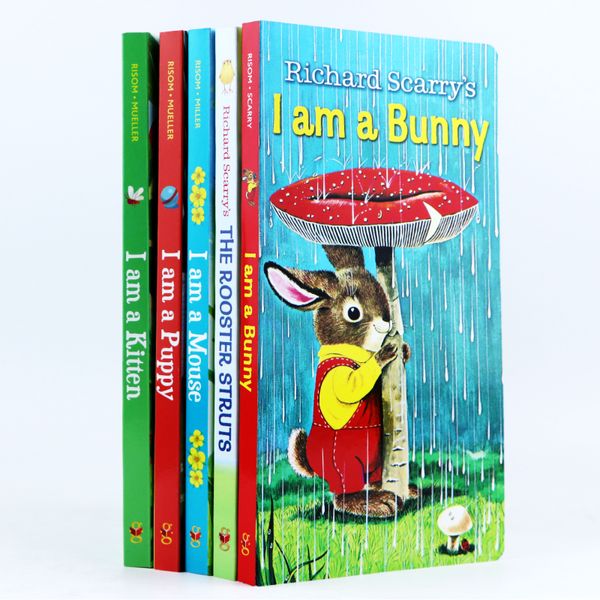 英文原版绘本 I am a bunny/Kitten/mouse/puppy我是一只兔子 5册纸板书 Richard Scarry斯凯瑞金色童书 Animal Stories 启蒙认知动物故事