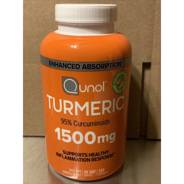 Qunol Turmeric 1500mg Curcuminoids Ginger Black Pepper 180 Caps Exp 05/26