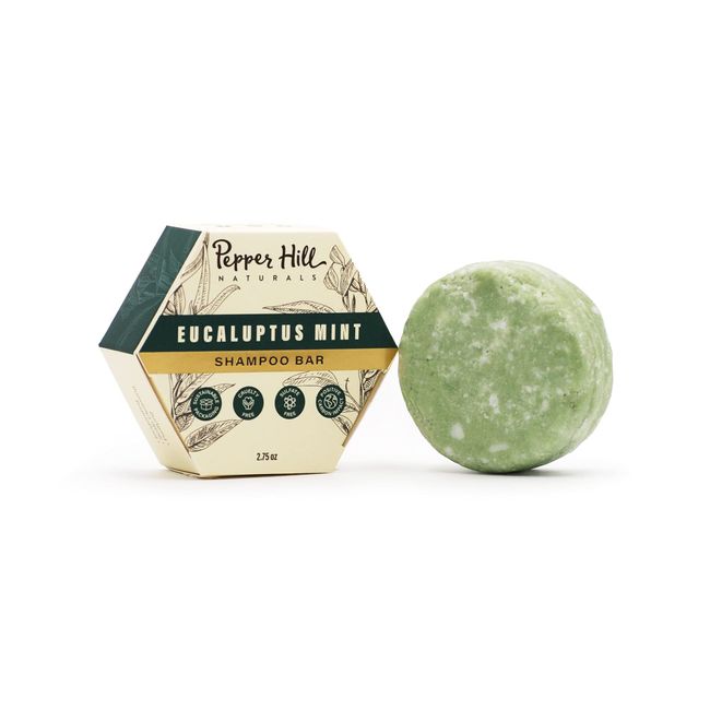 Pepper Hill Shampoo Bar - Eucalyptus Mint - Natural, Plant-Based, Cruelty-Free, Solid Shampoo - Free of Sulfates, Plastics, Water, and Parabens