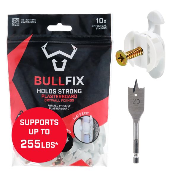 Bullfix Universal Heavy Duty Drywall Anchors, Holds up to 255lbs, Hollow Wall Anchor Mount Set, Stronger Than Toggle Bolts and Butterfly Bolt Screw, Dry Wall Anchors and Screws Kit - Starter Pack