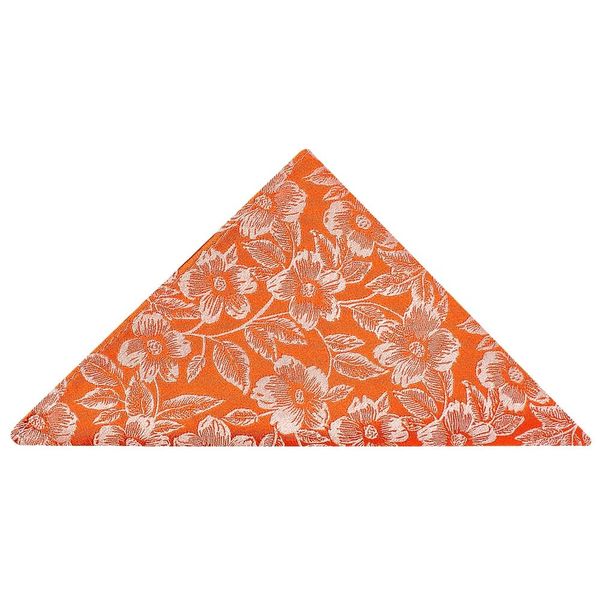 TIES R US Orange Floral Silk Pocket Square