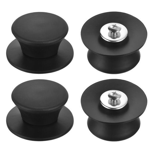 uxcell Pan Lid Top Replacement Knobs Universal Heat Resistant Silicone Pot Lid Retention Handle Knob Grip for Kitchen Cookware Lid Cover Black 4pcs