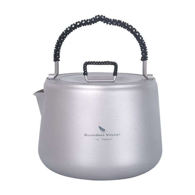 Boundless Voyage Ti3096D 1.4L Titanium Kettle, Coffee/Tea Pot, Compatible with Direct Fire, Outdoor Camping Kettle