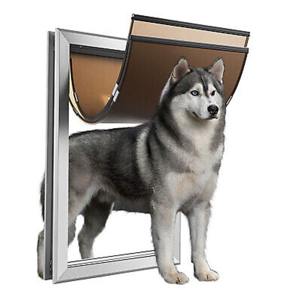 27"x17" Aluminum Pet Door Dog Cat Magnetic Lockable Flap Screen Gate Extra Large