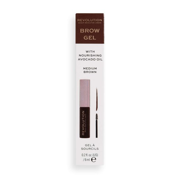 Makeup Revolution Brow Gel, Medium Brown - 0.2 fl oz