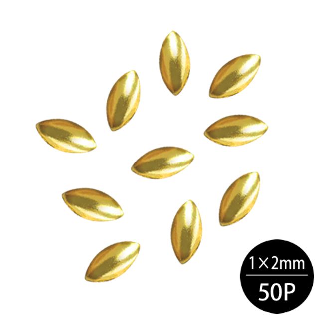 LIFEBEAUTY Life Beauty Nail Parts Metal Studs Leaf 1 x 2mm Gold [Nekopos compatible] Nail supplies specialty store Nail parts