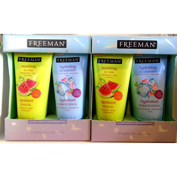 Freeman Soothing Gel Mask & Hydrating Gel Cream Mask 2 Tubes 1.5oz/44ml 2-SETS