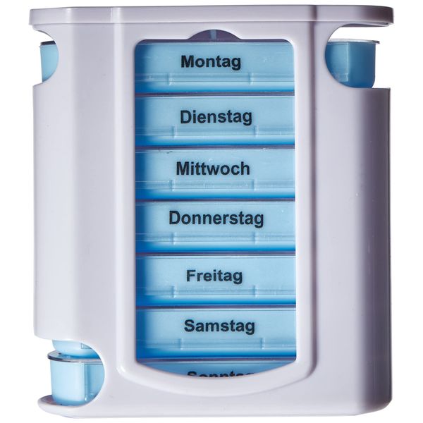 Osma pill/tablet box, 13 cm x 11 cm x 4 cm, week schedule