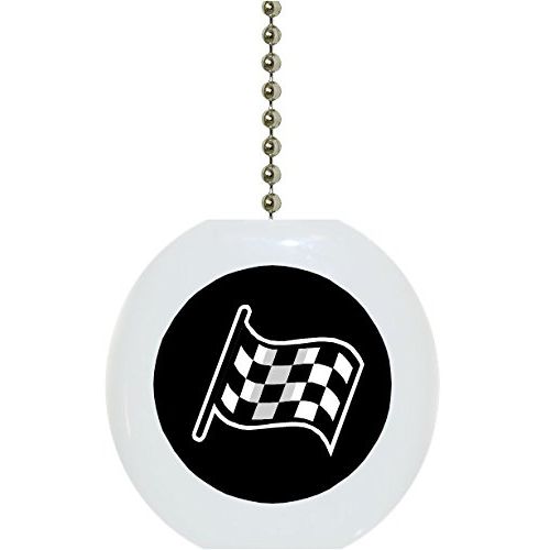 Carolina Hardware and Decor 1111F Black Checkered Flag Ceramic Fan Pull