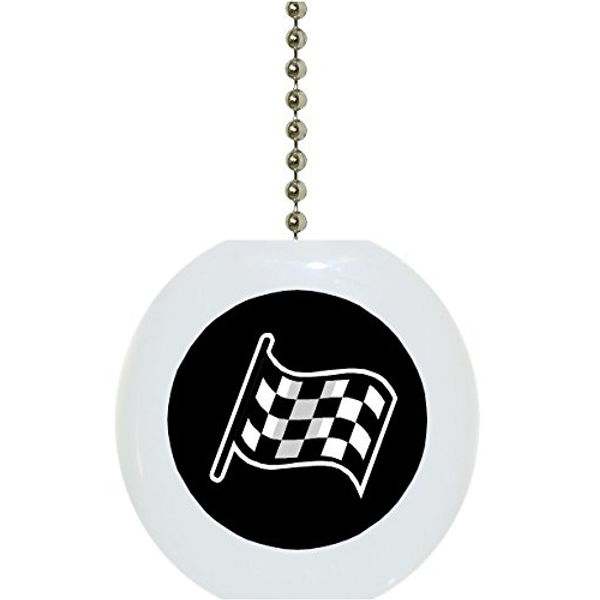 Carolina Hardware and Decor 1111F Black Checkered Flag Ceramic Fan Pull