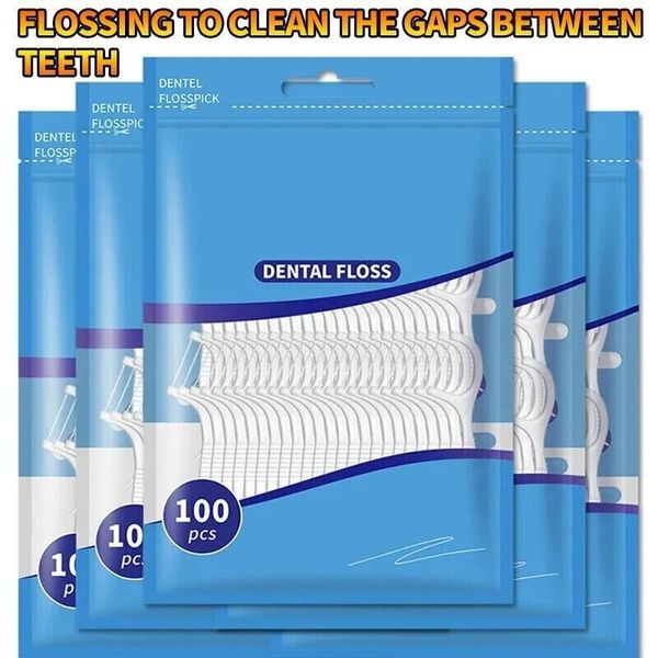 200pcs Dental Floss and Plastic Toothpicks for One-time Cleaning of Dental Gaps-