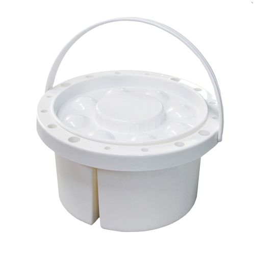 Plastic Paint Brush Washer & Storage Tub with Cicular Palette