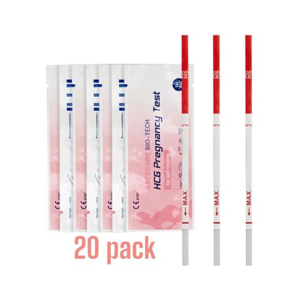 Safecare Early Pregnancy Test Strips- 20 Pack- HCG Urine Test Over 99% Accurate