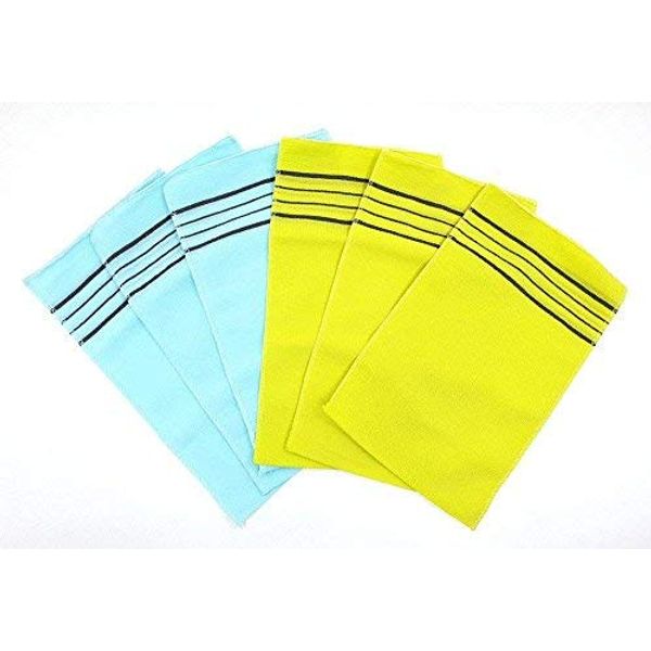 Olivia tree Korea Italy Towel Bath Towel Gloves X-Large Size Color: Light blue / yellow (6pack)