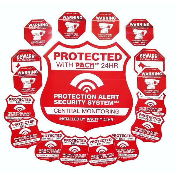 Security Sign Decal 9" with Security Sticker Alarm Camera Dog Mix See Store