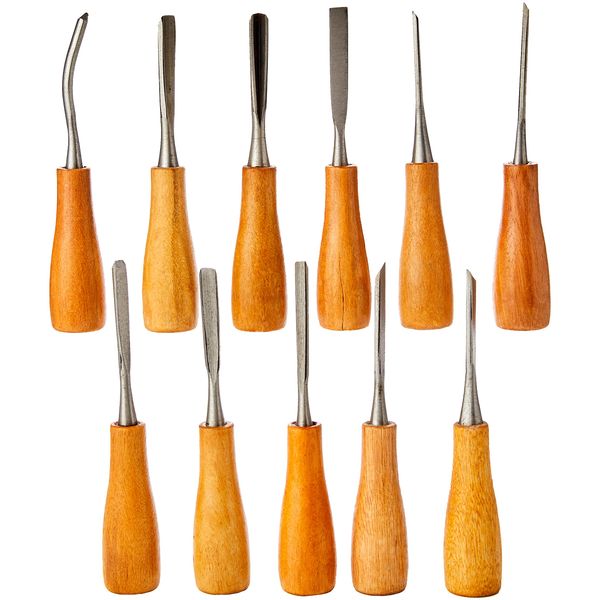 Efco 1815111 Carving Chisel Set 11 Parts 14 cm, Wood, Brown, 20 x 10 x 4 cm