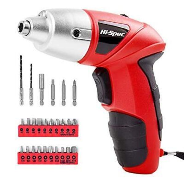 27 Piece Red 4.8V Electric Cordless Power Screwdriver Set. Rechargeable