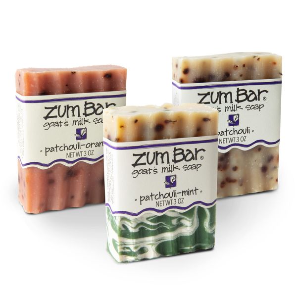 Zum Bar Goat's Milk Soap - Patchouli Blends - Patchouli, Patchouli-Orange, Patchouli-Mint - 3 oz (3 Pack)