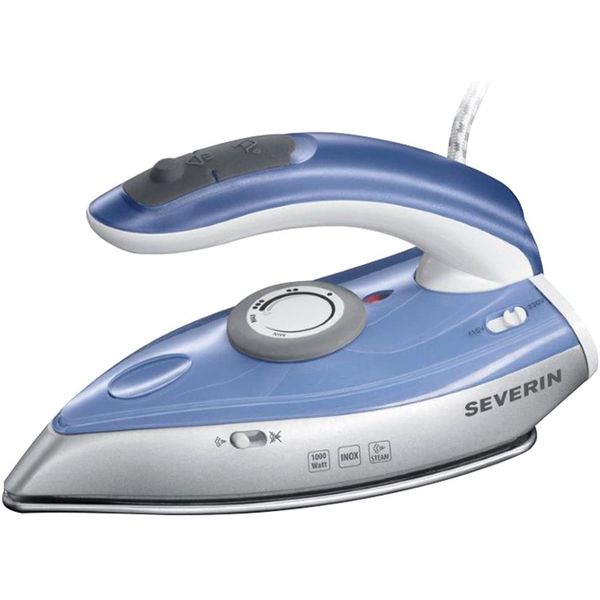 SEVERIN TRAVEL STEAM IRON BA 3234 / silver - blue, 1000W, 50ml water tank and foldable handle