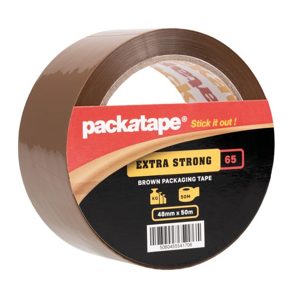 Packatape Single Roll Extra Strong Brown Packaging Tape 48mm x 50m Ideal for Parcel, Packing, Packaging, Storage Cardboard Boxes