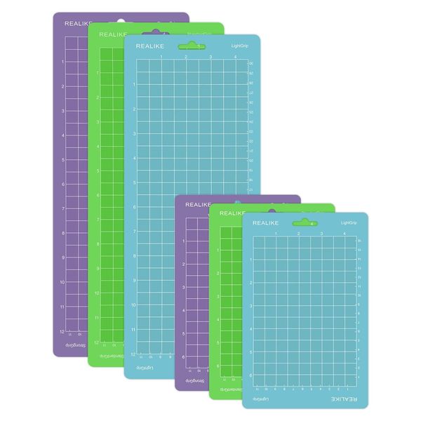 REALIKE Cutting Mat for Cricut Joy 4.5” X12” 4.5”X6.5” (StandardGrip, LightGrip, StrongGrip 6 Mats), Variety Adhesive Cutting mats for Cricut Joy Accessories