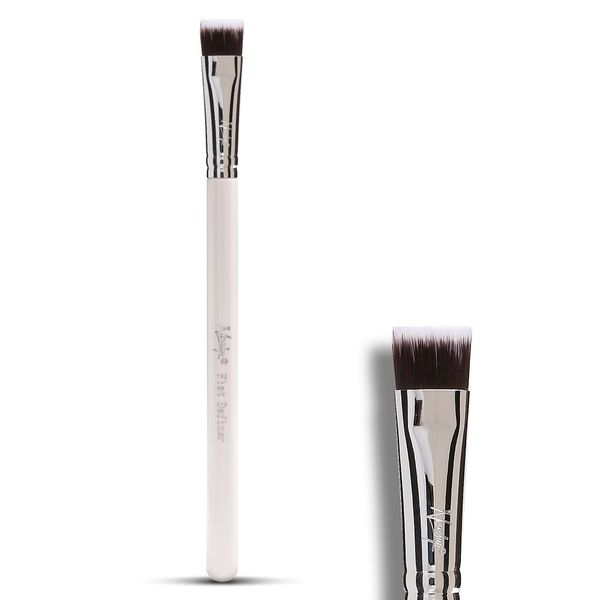 Nanshy Flat Definer Brush - Flat Eyeliner Brush - Flat Eyeshadow Brush - Square Thin Top - Brow Tint - Eyebrow Concealer, White Wood Handle