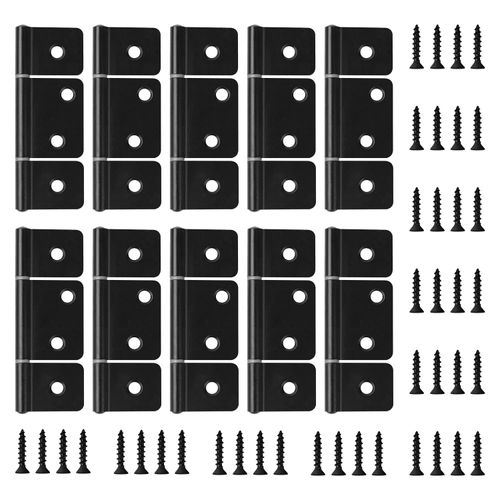 Three Leaf Non-Mortised Hinge with Screws for Mobile Home & RV Interior Furniture Windows Cupboard Etc- Black 10 Pack