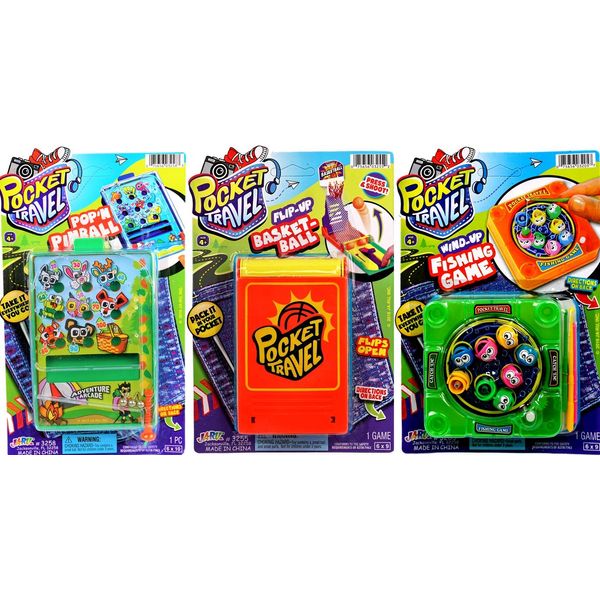 JA-RU Pocket Retro Mini Handheld Games (3 Toys Bundle) Mini Basketball, Hand Pinball Game, & Magnetic Fishing Toy. Classic Party Favors for Kids. 3255-3258-3205p