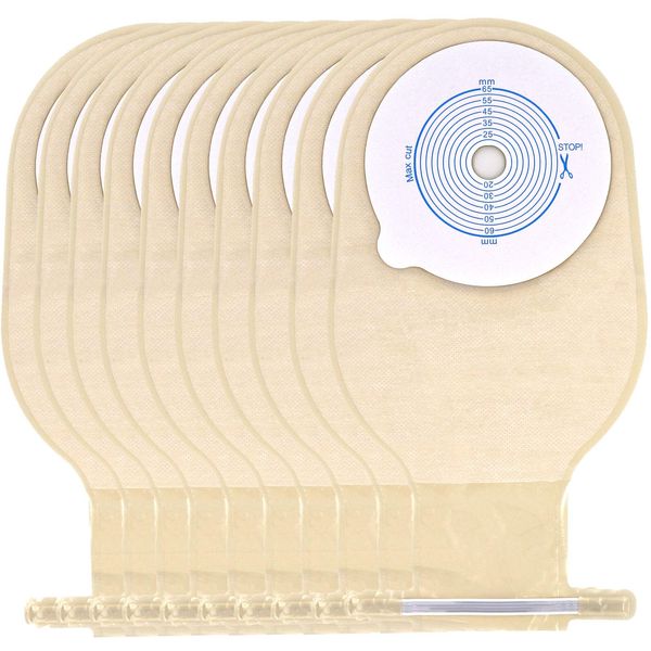 One Piece Ostomy Bag, Drainable Pouches Colostomy Ostomy Care Bag Incontinence Bags for Ileostomy Care Supplies, Cut to Fit 20-65MM(Pack of 10)