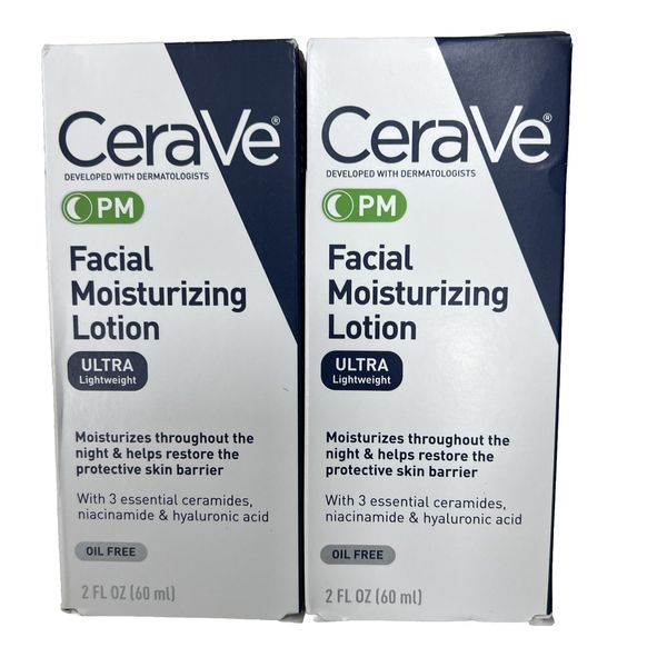 LOT OF 2  Cerave PM Facial Moisturizing Lotion 2 oz Each