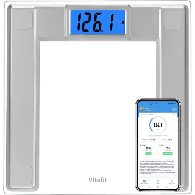 Vitafit Smart Bathroom Scale, BMI ,550 lbs capacity VT730U (Renewed)