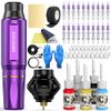 Wormhole Tattoo Kit Wireless Tattoo Machine Kit Tattoo Gun with 1,050 mAh Capacity Tattoo Power Supply Tattoo Pen Kit WTK176(Purple+Black)