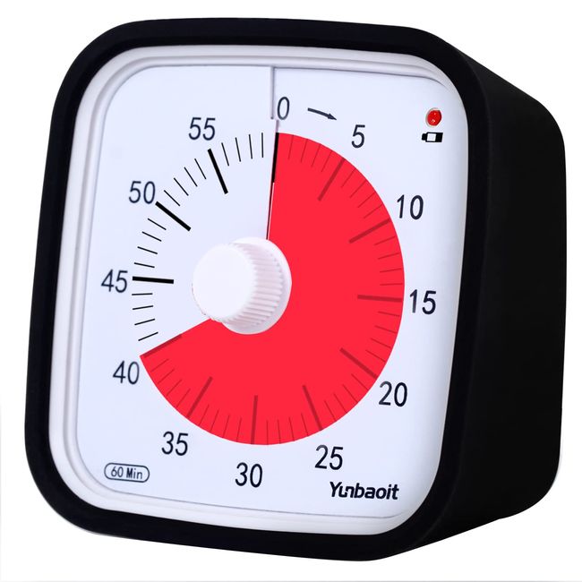 Timer, Study, Yunbaoit, Upgraded 60 Minute Children's Timer, Suitable for Kitchen and Office, Home and School Time Management Timer Optional Alarm Mode (Black red)