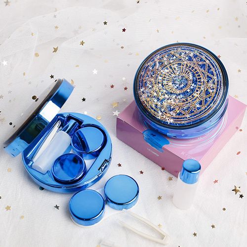 Travel Contact Lens Cases with Mirror, Magical Girl, Durable, Compact, Portable Soak Storage Kit, Protect Your Eyes, Home Case Easy Carry Mini Box,Tweezers Solution Bottle Lens Container