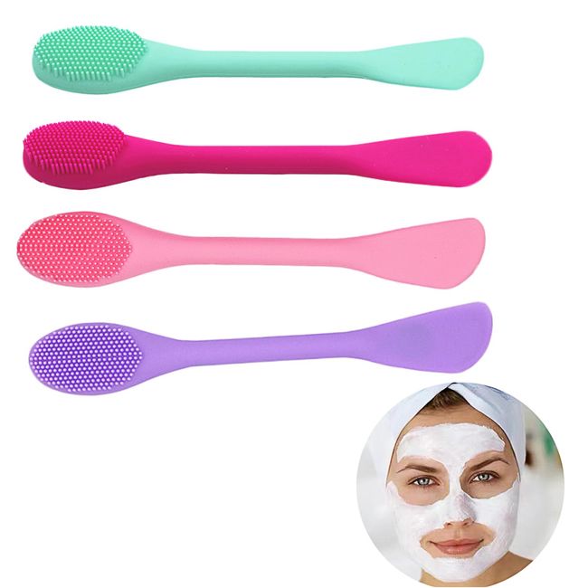 4 Stück Silikon Gesichtsmaske Pinsel, Applikator für Gesichtsmasken, Gesichtsmaske Gesichtsbürste, Kieselgel, für Diy Schlammfilm Anwendung, Reinigung Lippen, Gesicht, Dual Purpose Pinsel