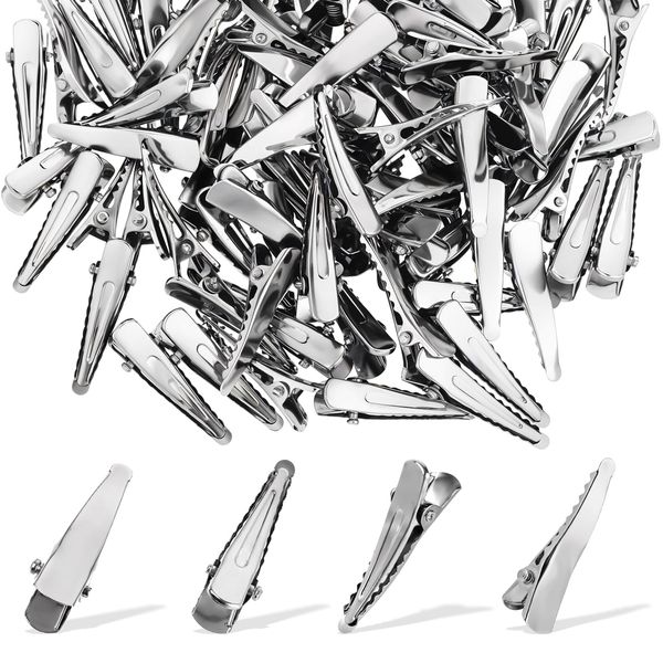 100 Stück Silber Haarclips Friseur Alligator Clips Silber Metall Haarklammern Damen Spangen Friseurbedarf Abteilklammern Mädchen Haarstyling DIY