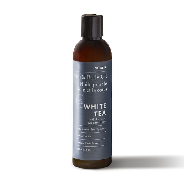 Westin White Tea Aloe Bath & Body Oil - Soothing, Invigorating Bath and Massage Oil with White Tea and Aloe - 8 Ounces