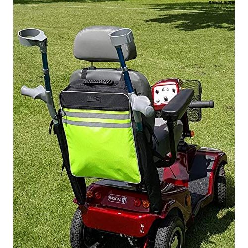High Visibility Mobility Scooter Crutch Bag - Crutch or Walking Stick Bag for A Mobility Scooter.