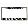 Blessed Diva Custom Tag License Plate Frame Metal Chrome/Black (Black/White)