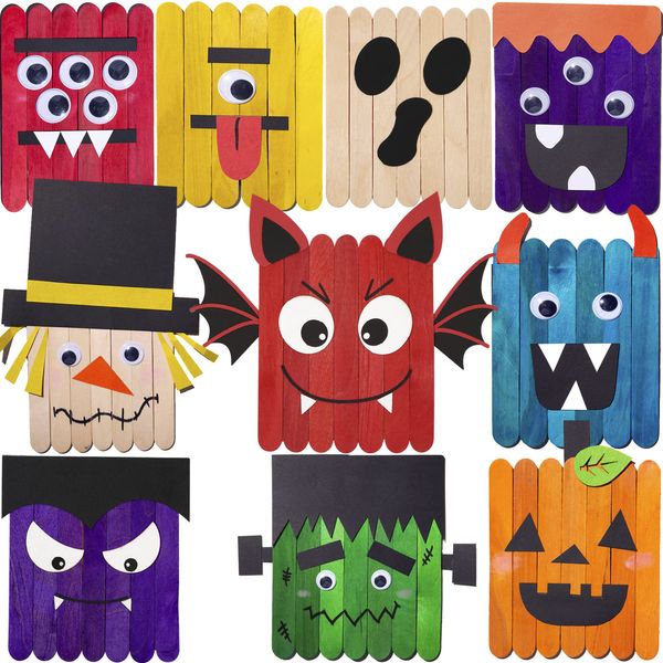 Geltvilra 10 Pack Halloween Arts and Crafts Kits for Kids Halloween Toys Monster DIY Assorted Pumpkins Frankenstein